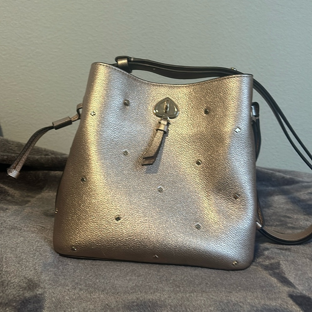 Kate Spade Marti Small Bucket Bag Peach Metallic